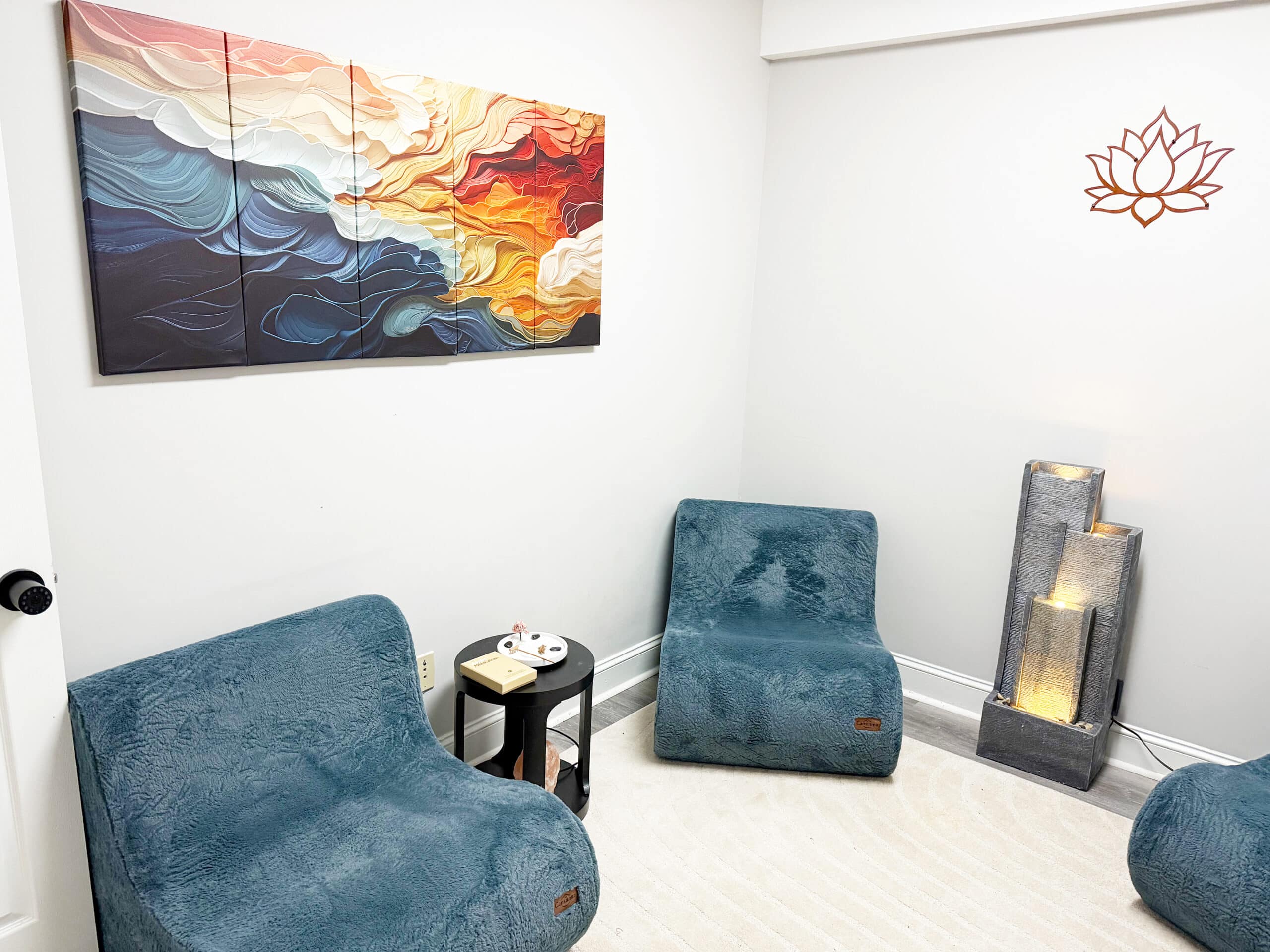 Quiet room for grounding and reflection at Hooked on Hope