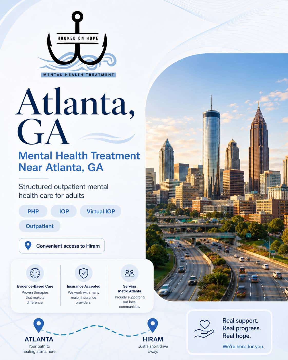 Mental health treatment near Atlanta, GA - Hooked on Hope location graphic