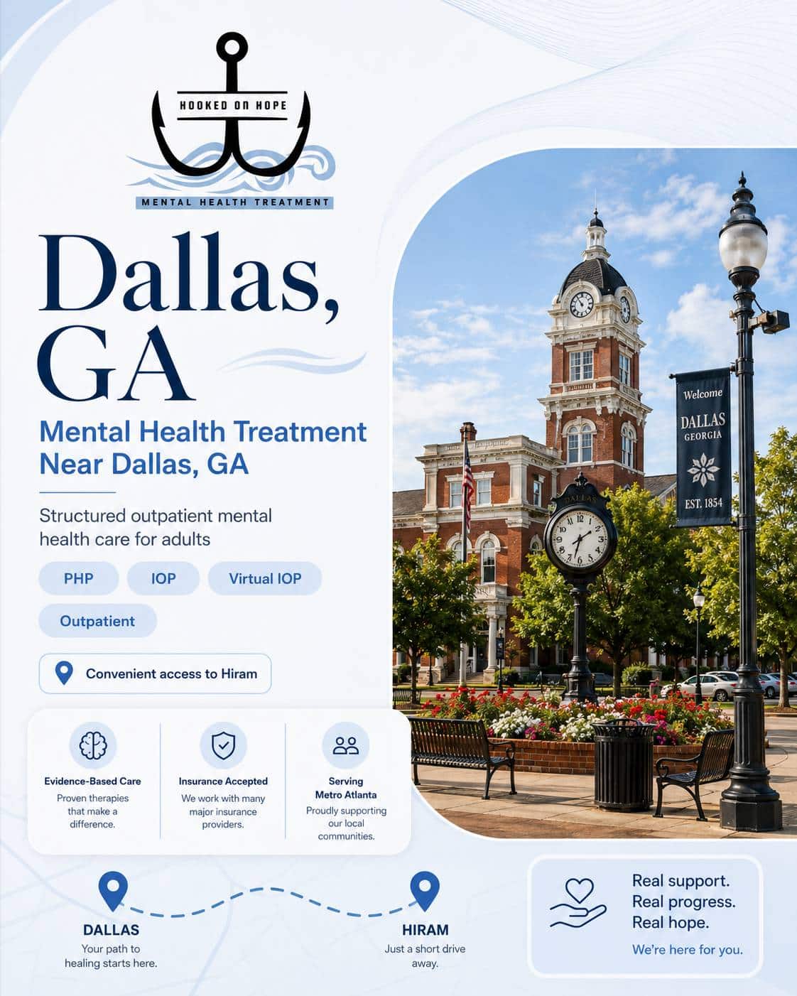 Mental health treatment near Dallas, GA - Hooked on Hope location graphic