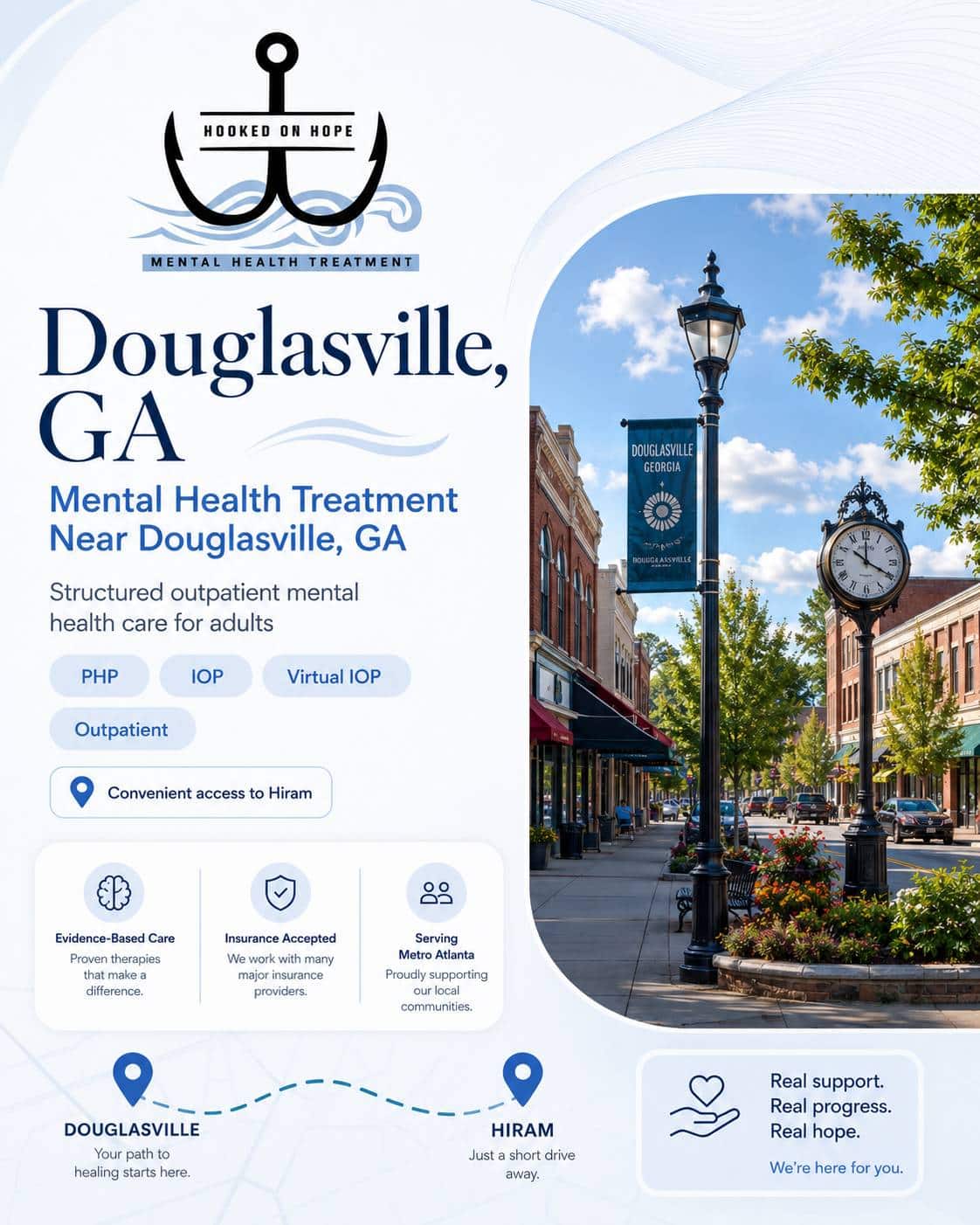 Mental health treatment near Douglasville, GA - Hooked on Hope location graphic