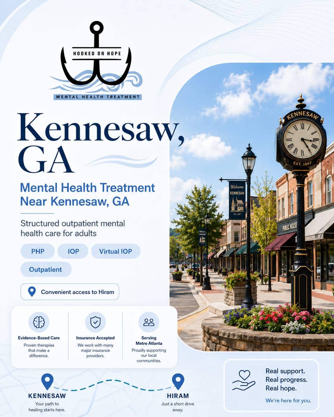 Mental health treatment near Kennesaw, GA - Hooked on Hope location graphic