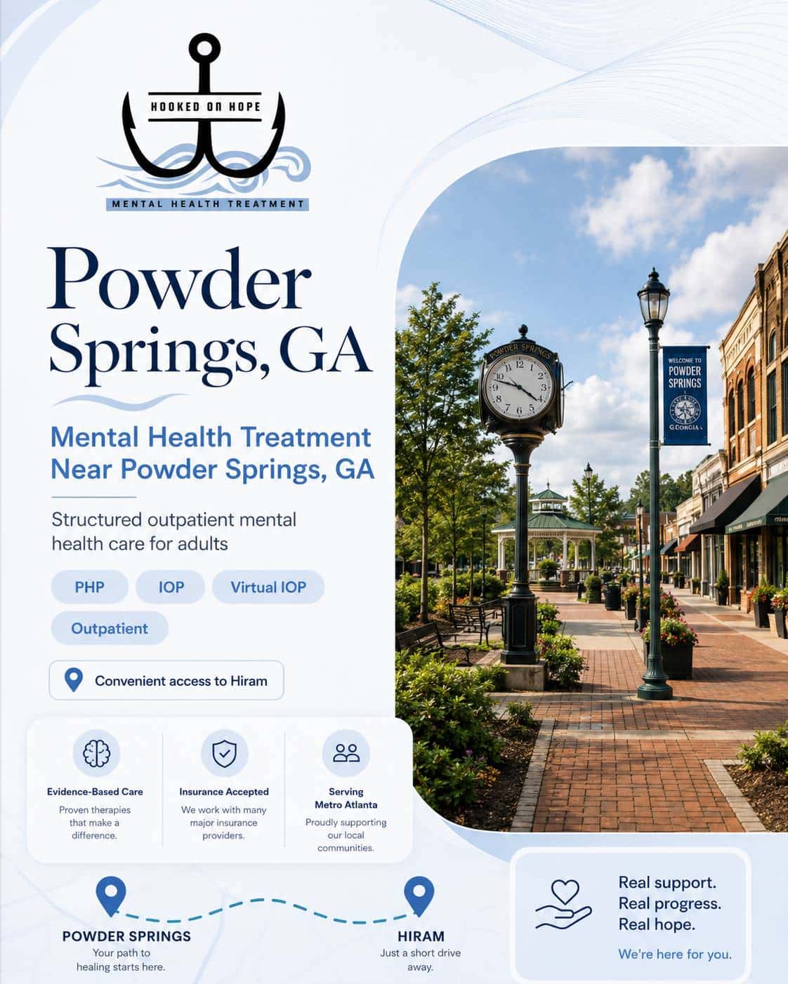 Mental health treatment near Powder Springs, GA - Hooked on Hope location graphic